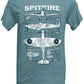 Supermarine Spitfire WW2 Battle Of Britain RAF Fighter Aircraft Blueprint Design T Shirt