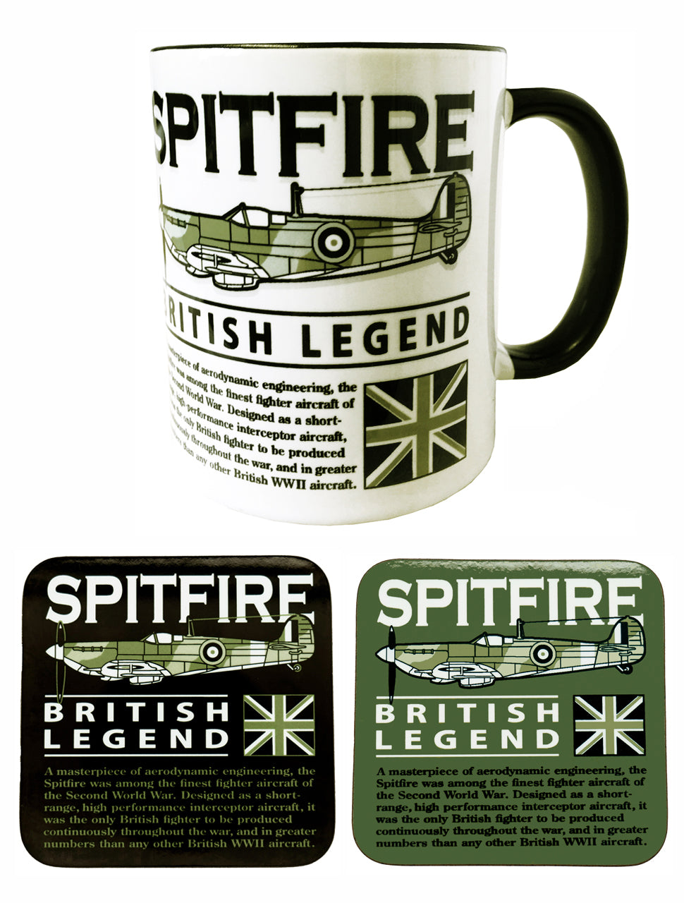 Supermarine Spitfire RAF Battle Of Britain WW2 Fighter Aircraft Mug Coaster
