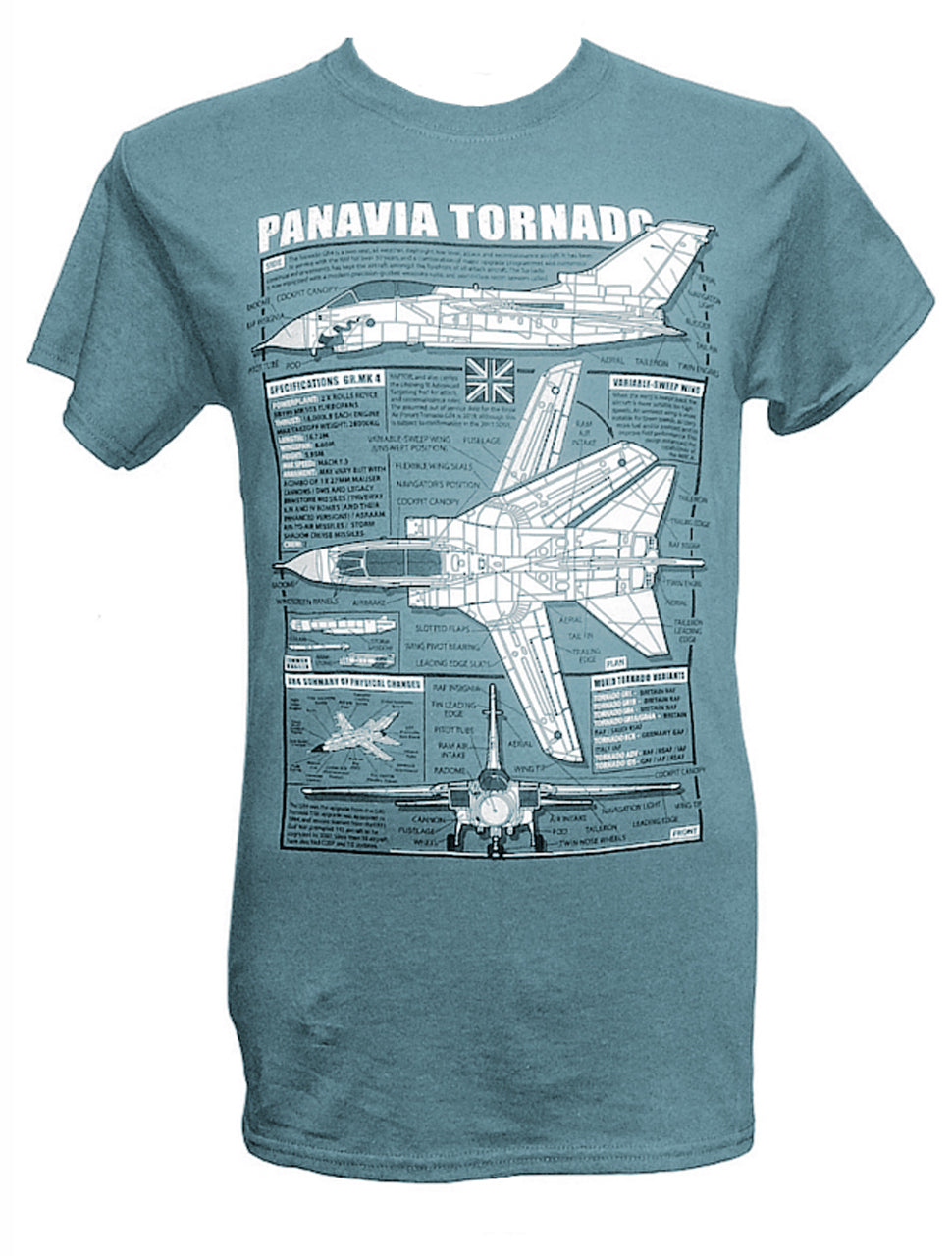 Panavia Tornado RAF Military Swing Wing Aircraft Blueprint Design T Shirt