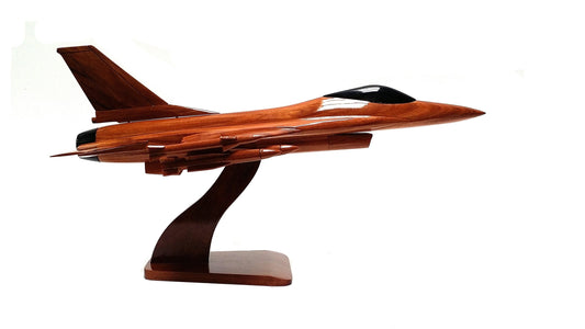General Dynamics F-16 USAF Fighting Falcon Supersonic Multirole Aircraft Wooden Executive Desktop Model.