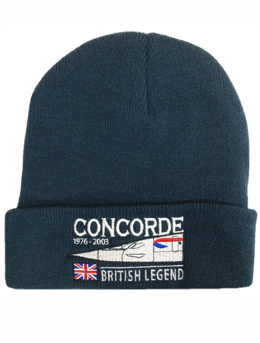 Aérospatiale BAC Concorde Supersonic Passenger Aircraft Embroidered Blue Beanie Hat