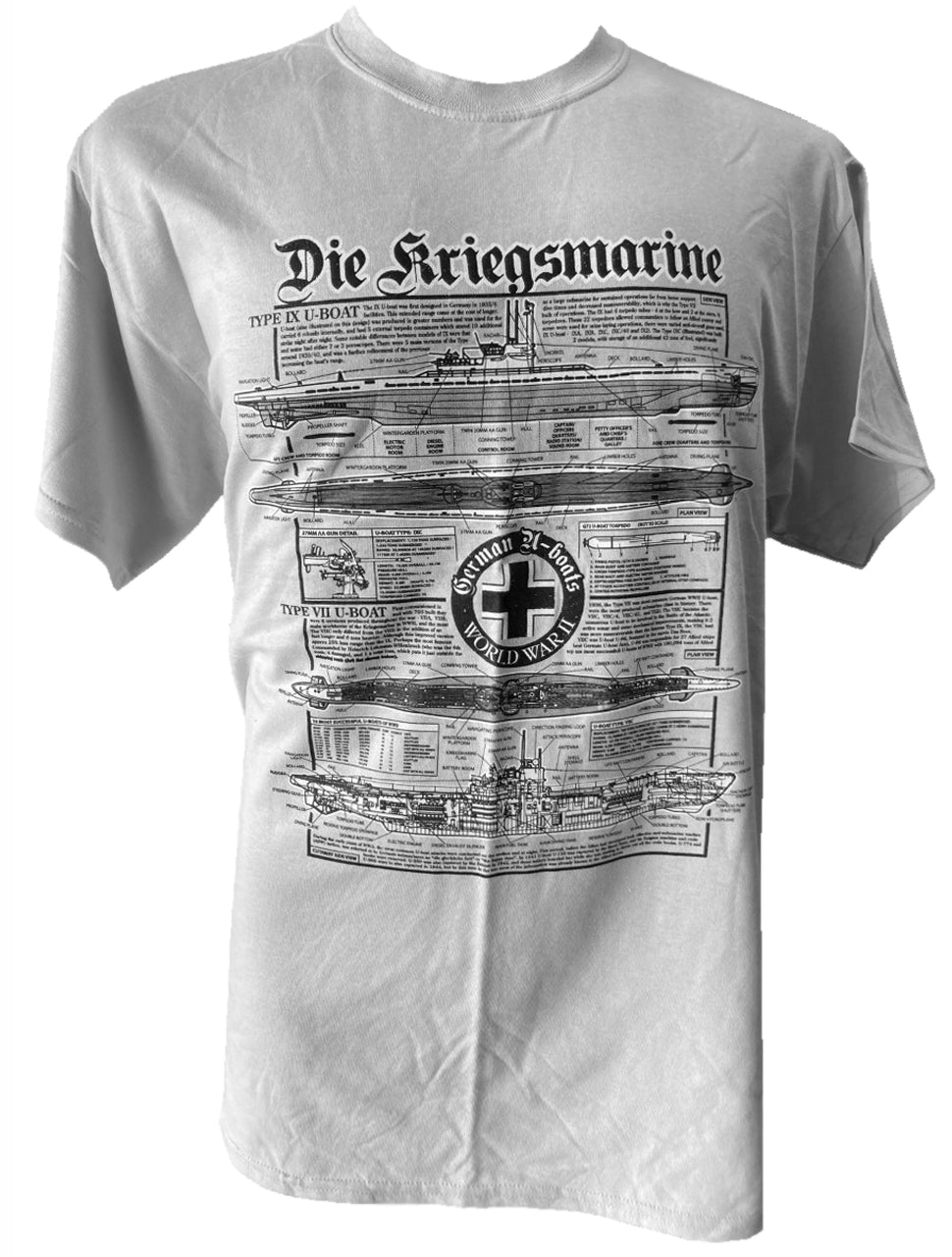 German U-boats (Blueprint Design) T-shirt  LIMITED AVAILABILITY - WHEN IT'S GONE IT'S GONE!