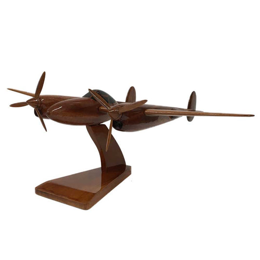 Lockheed P-38 Lightning WW2 US Army Air Force Fighter Bomber Aerial Reconnaissance Military Aircraft Wooden Executive Desktop Model.