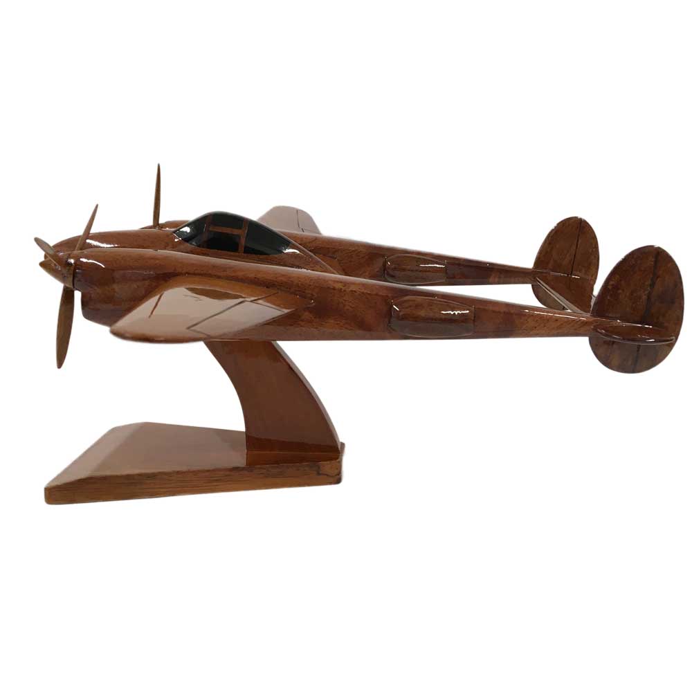 Lockheed P-38 Lightning WW2 US Army Air Force Fighter Bomber Aerial Reconnaissance Military Aircraft Wooden Executive Desktop Model.