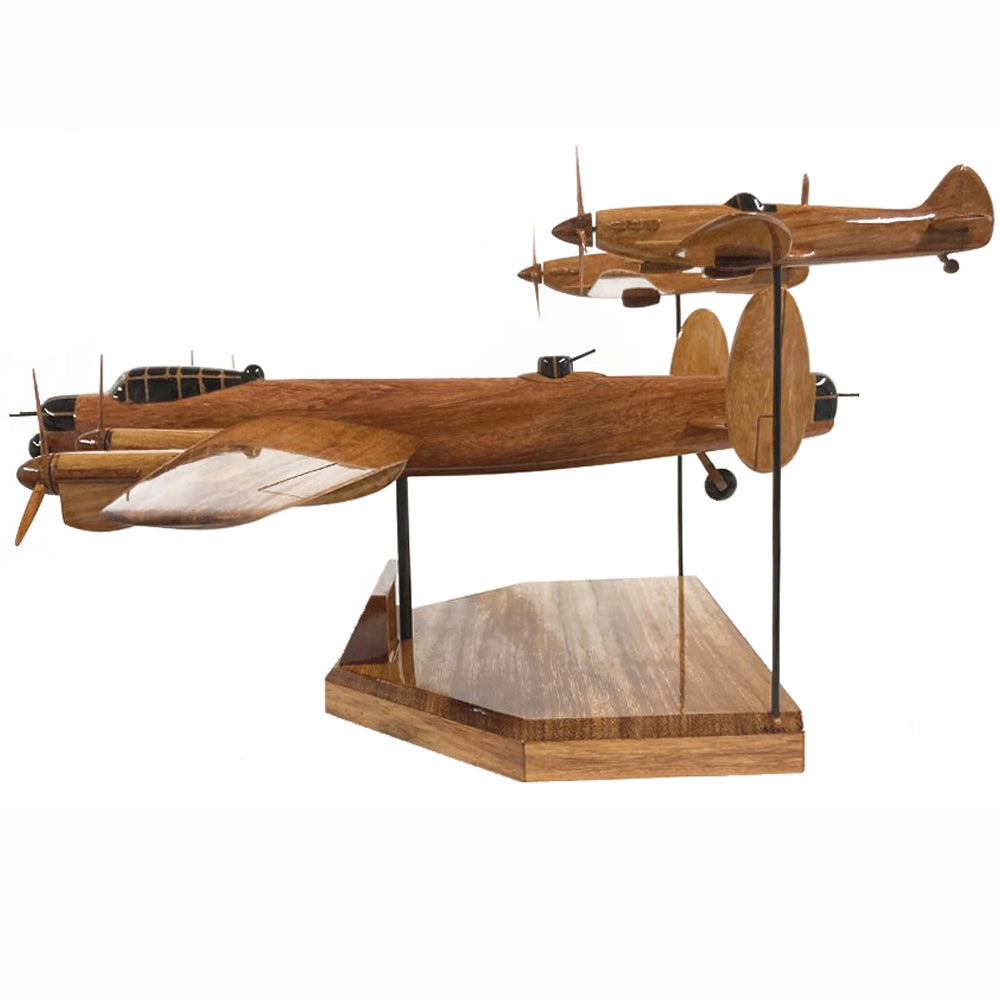 Avro Lancaster Hawker Hurricane Supermaine Spitfire RAF WW2 Triple Set Military Wooden Aircraft Model