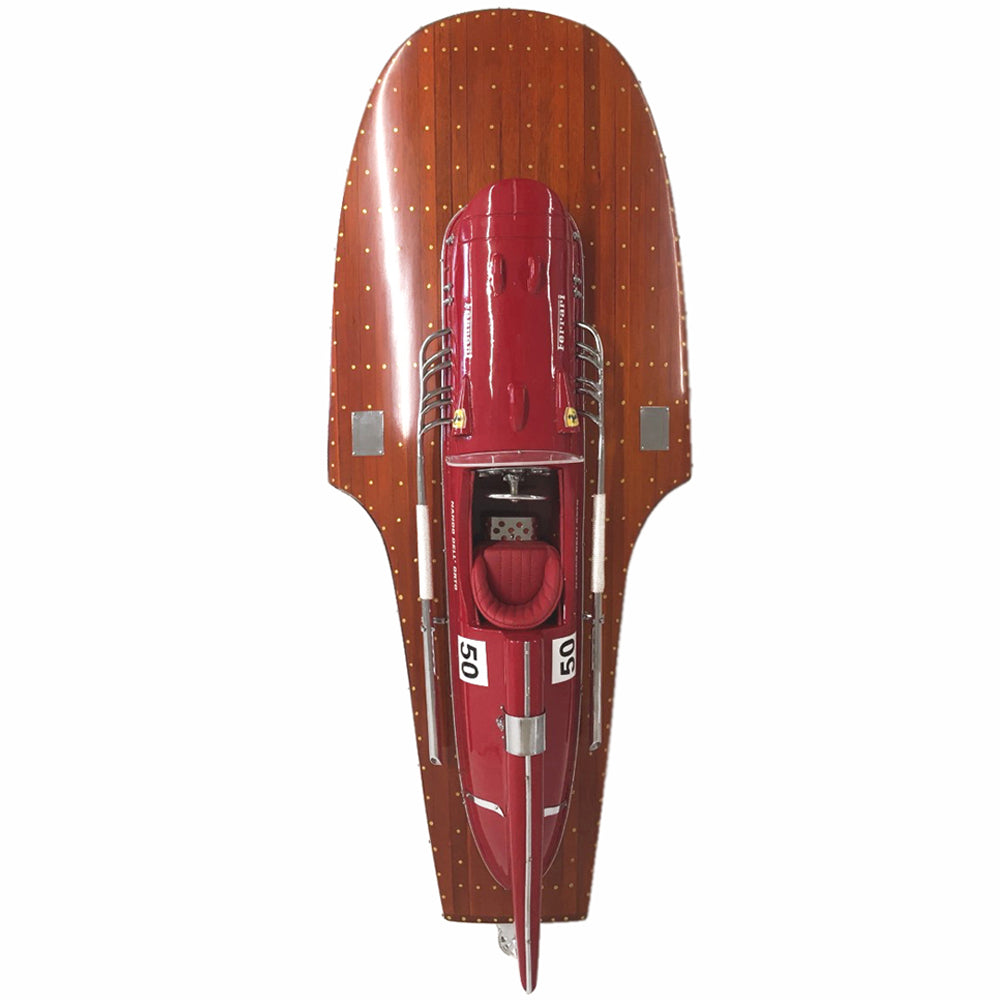 Ferrari Arno X1 Hydroplane Handcrafted World Speed Record Boat Wooden Model.