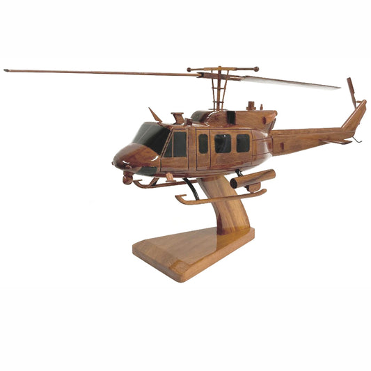 Bell UH-1 Iroquois ( Huey ) Utility US Army Military Helicopter Executive Mahogany Model.