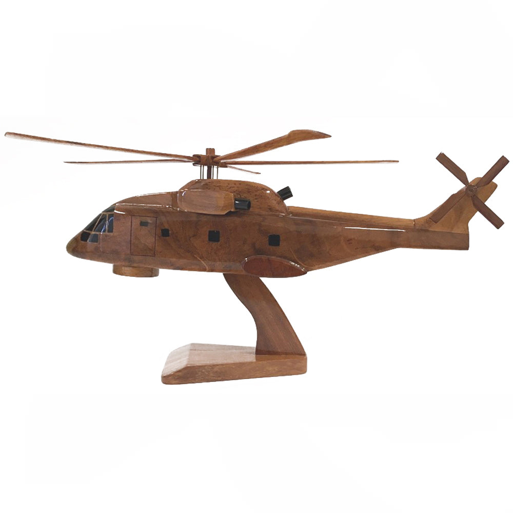 AgustaWestland AW101 Merlin Mk2 Navy With Radar Helicopter Wooden Desktop Model