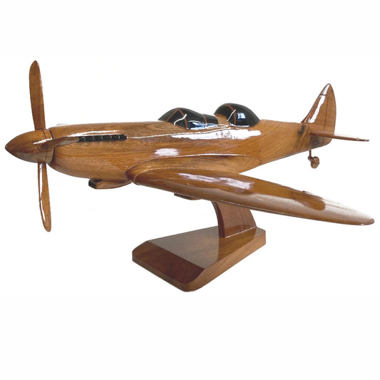 Supermarine Spitfire 2 Seated WW2 Fighter Aircraft Wooden Desktop Model